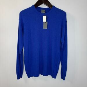 Lot78 Wool Cashmere Crew Neck Men's Sweater Blue Preppy Soft Sz M New